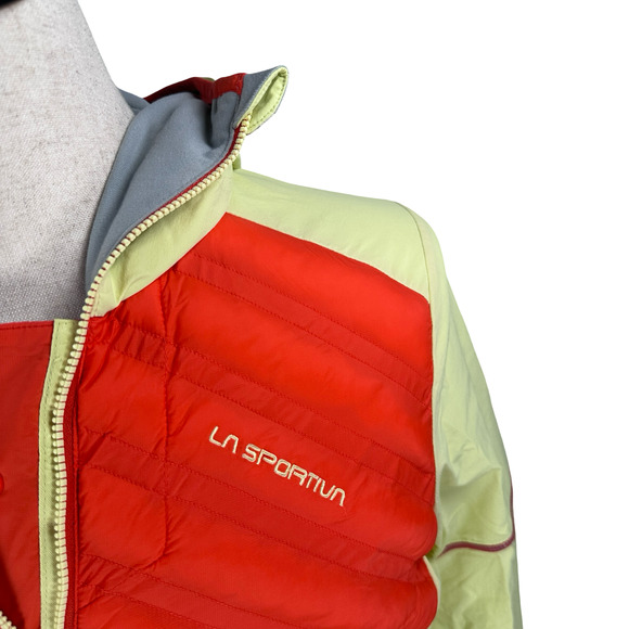 La Sportiva Koro Jacket Women’s Medium Cherry Tomato Zest Hood Zip Puffer Hybrid - Picture 2 of 9